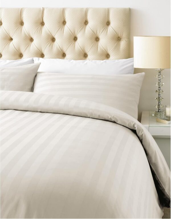 200 thread Cream luxury  percale self striped Duvet cover  set