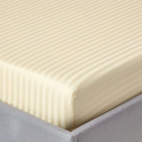 200 thread Cream luxury  percale self striped Duvet cover  set - Image 2