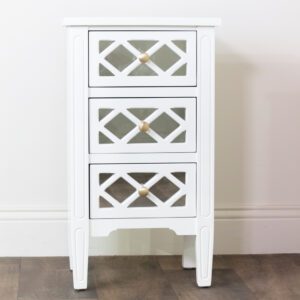 Carlie 3 drw mirrored cabinet white