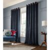 Laura Ashley Barley Embossed Midnight Ready Made Curtains