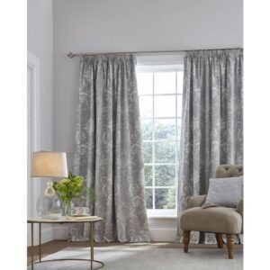 Laura Ashley Josette Steel Ready Made Curtains  TAPE TOP