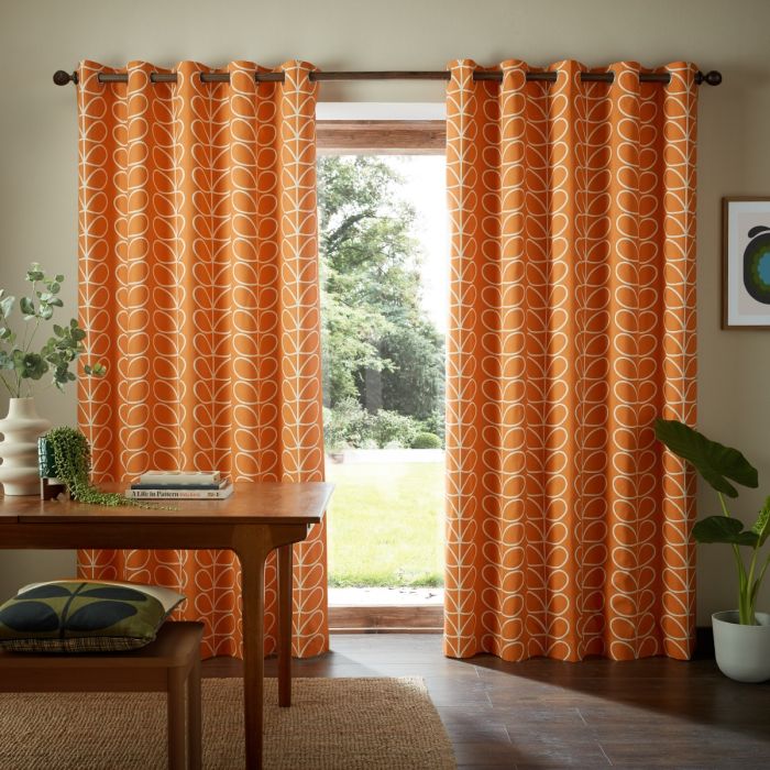 Orla Kiely Linear Stem Burnt Orange Ready Made Curtains
