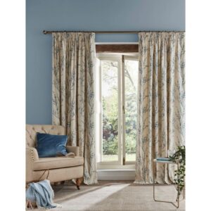 Laura Ashley Pussy Willow Offwhite/Seaspray Header Tape Curtains