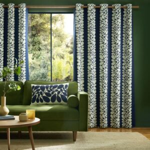Orla Kiely Sycamore Stripe Space Blue Ready Made Curtains