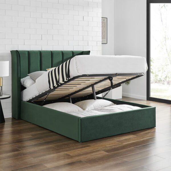 LEANNE STORAGE BED FRAME EMERALD GREEN - Image 5
