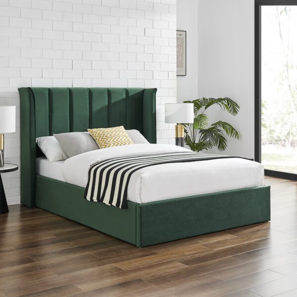 LEANNE STORAGE BED FRAME EMERALD GREEN - Image 6