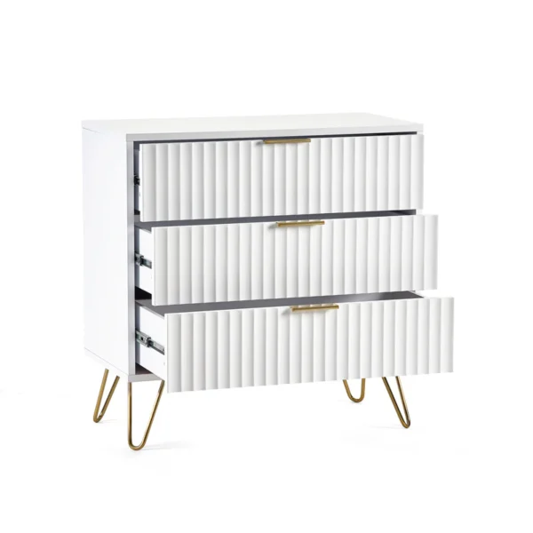 Masion 3 Drawer chest- Matt White - Image 3