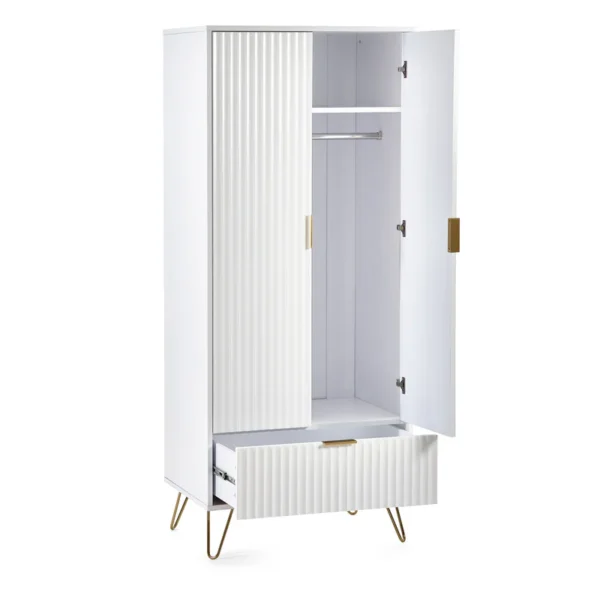 Masion 2 door 1 drawer wardrobe- Matt White - Image 2