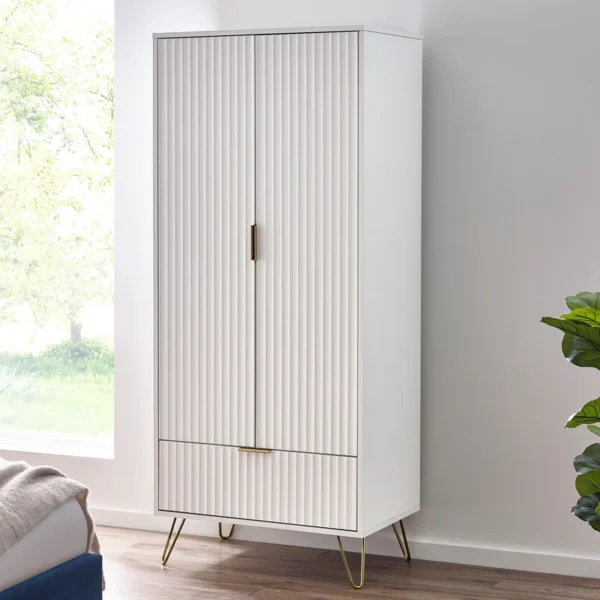 Masion 2 door 1 drawer wardrobe- Matt White