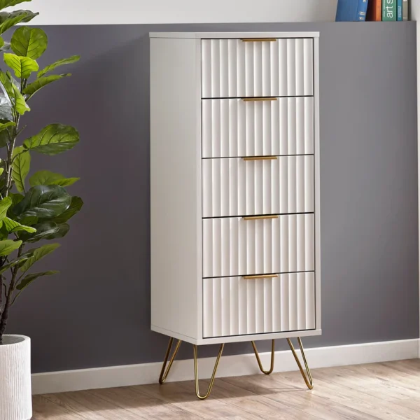 Masion5  Drawer Tall Boy- Matt White