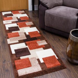 FLOOR  RUNNER  2 SIZES   TEMPO SQUARE BROWN/TERRA