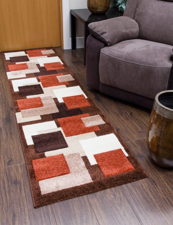 FLOOR  RUNNER  2 SIZES   TEMPO SQUARE BROWN/TERRA