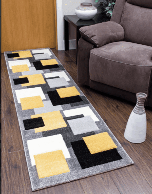FLOOR  RUNNER  2 SIZES   TEMPO SQUARE YELLOW