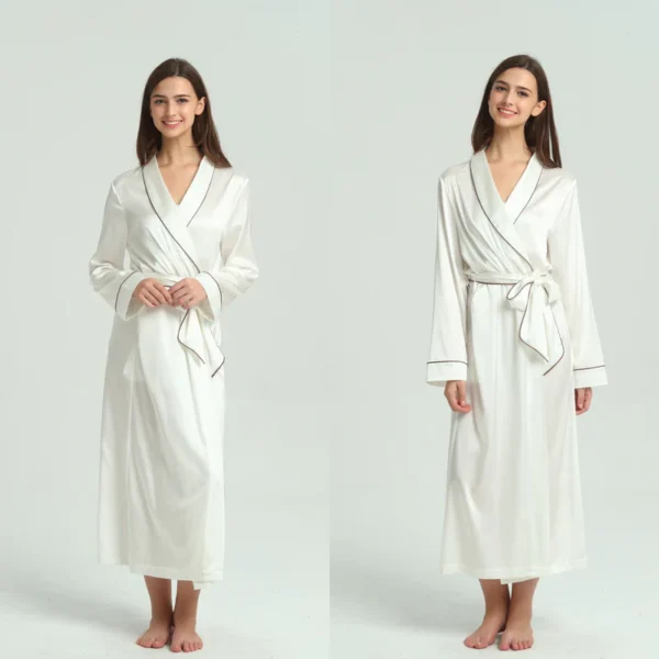 Ivory Silk Dressing Gown - Image 4