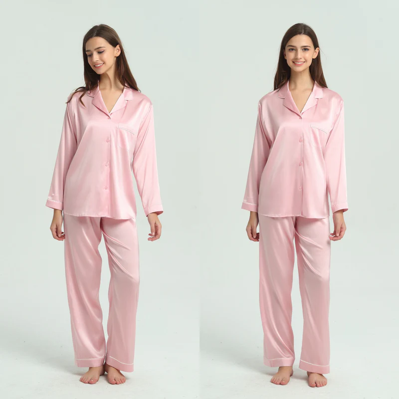 Ladies Pure Silk Pink Pyjamas - Image 3