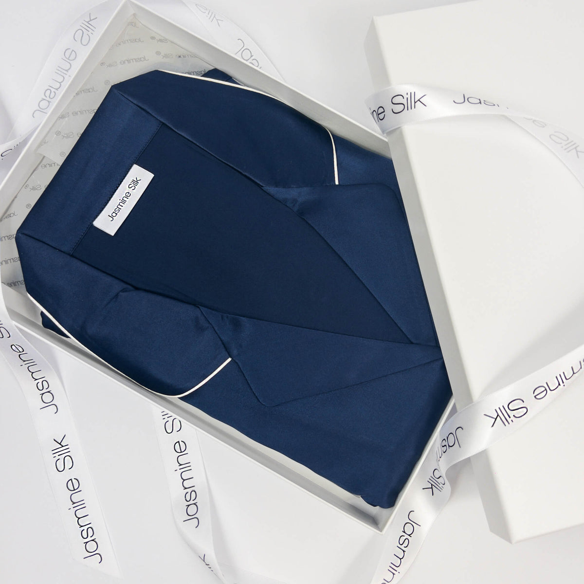 Ladies Pure Silk Navy Pyjamas - Image 5