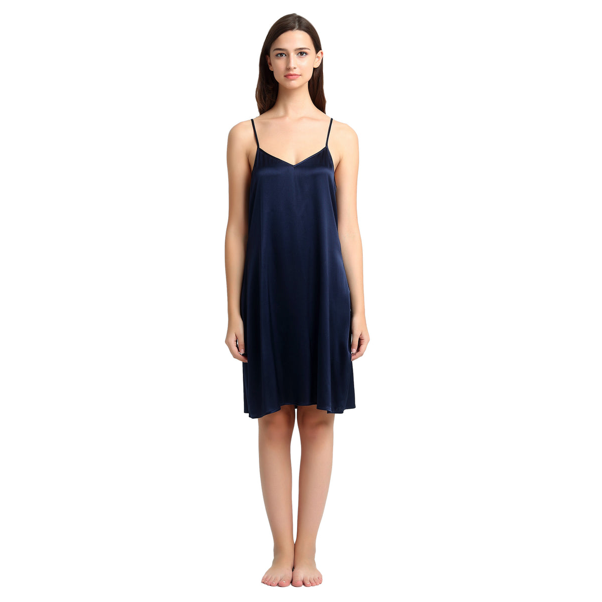 Ladies Pure Silk Navy Nightie