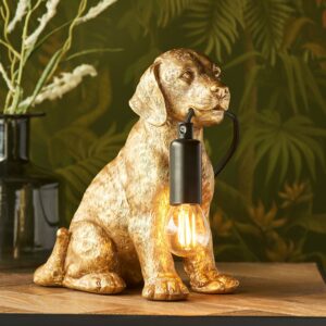 Labrador Puppy Table Lamp Gold