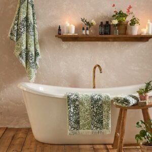 William Morris At Home Rose Stripe Sage Towels