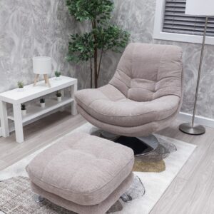SUSI SWIVEL CHAIR + FOOTSTOOL Nature Champagne