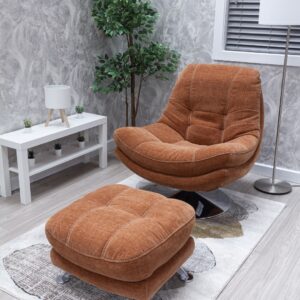 SUSI SWIVEL CHAIR + FOOTSTOOL Nature Copper