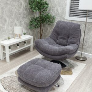 SUSI SWIVEL CHAIR + FOOTSTOOL Nature Dark Grey