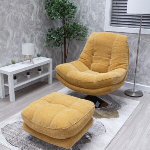 SUSI SWIVEL CHAIR + FOOTSTOOL Nature Ochre
