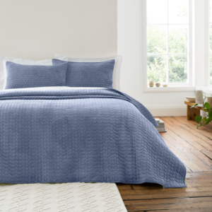 AVA VELVET BLUE BEDSPREAD/THROW