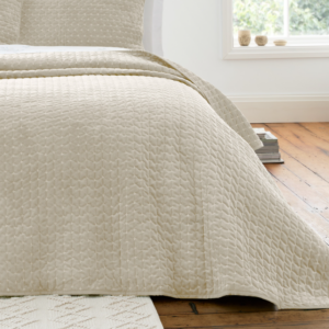 AVA VELVET CREAM BEDSPREAD/THROW