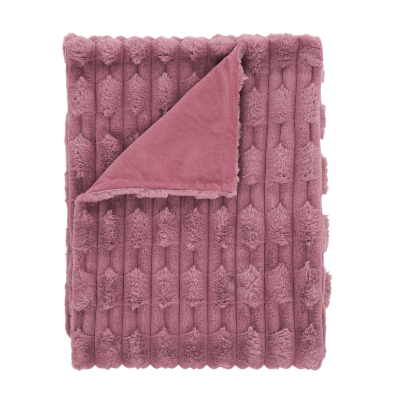 CARVED FAUX FUR CUSHION PINK - Image 5